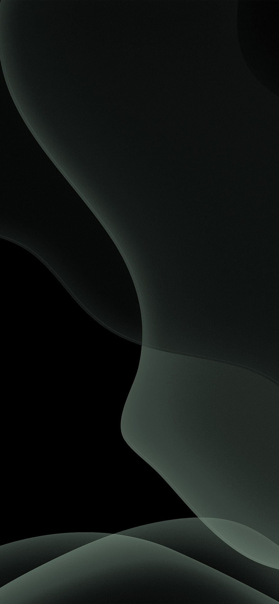 Abstract Dark Green Curved Shapes on Black Background HD phone wallpaper