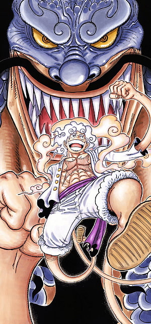 One Piece Luffy Gear Five and Kaido Wano Country Manga Illustration HD phone wallpaper