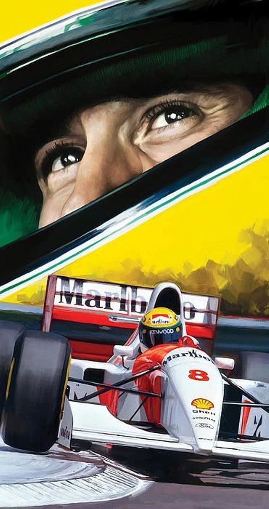 Ayrton Senna McLaren MP4/4 Formula 1 Racing Artwork HD phone wallpaper