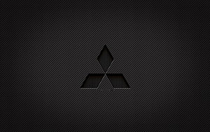 Mitsubishi Logo on Dark Carbon Fiber Texture Background HD wallpaper