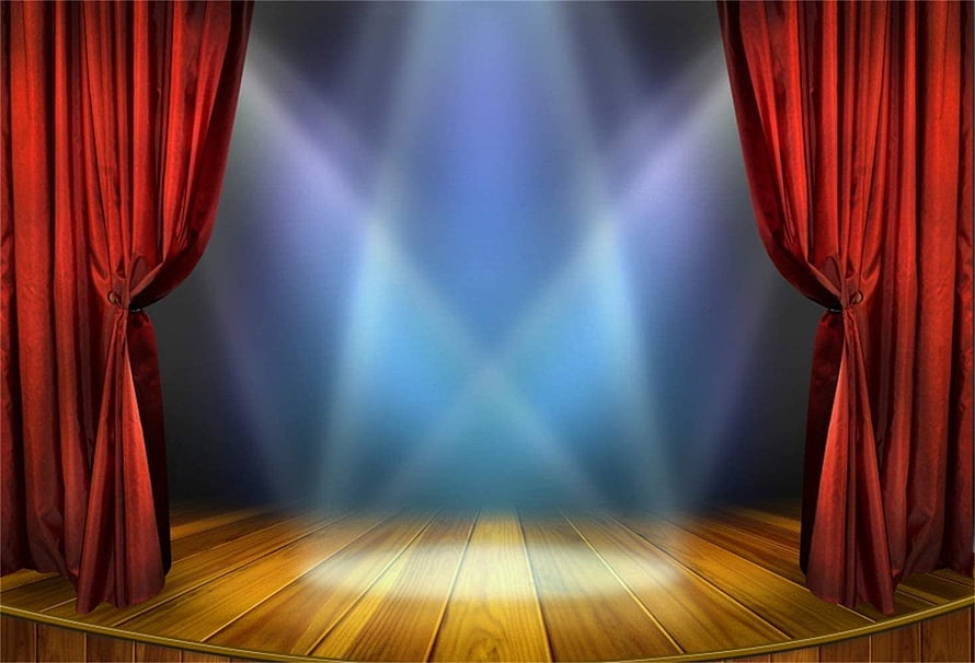 Empty Theater Stage With Red Velvet Curtains And Bright Spotlights HD wallpaper