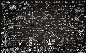 Chalkboard Filled With Science Formulas, Math Equations, And Educational Diagrams HD wallpaper