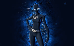 Fortnite Joltara Character with Blue Neon Energy and Glowing Eyes HD wallpaper
