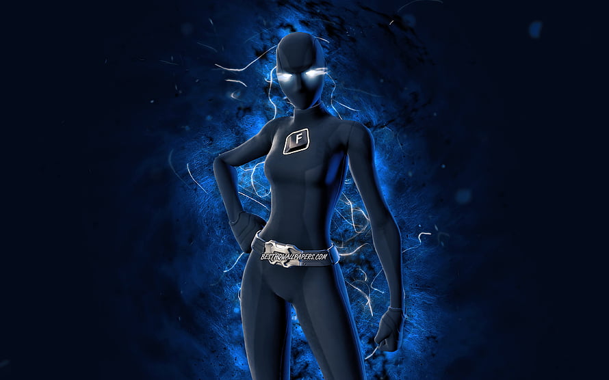 Fortnite Joltara Character with Blue Neon Energy and Glowing Eyes HD wallpaper