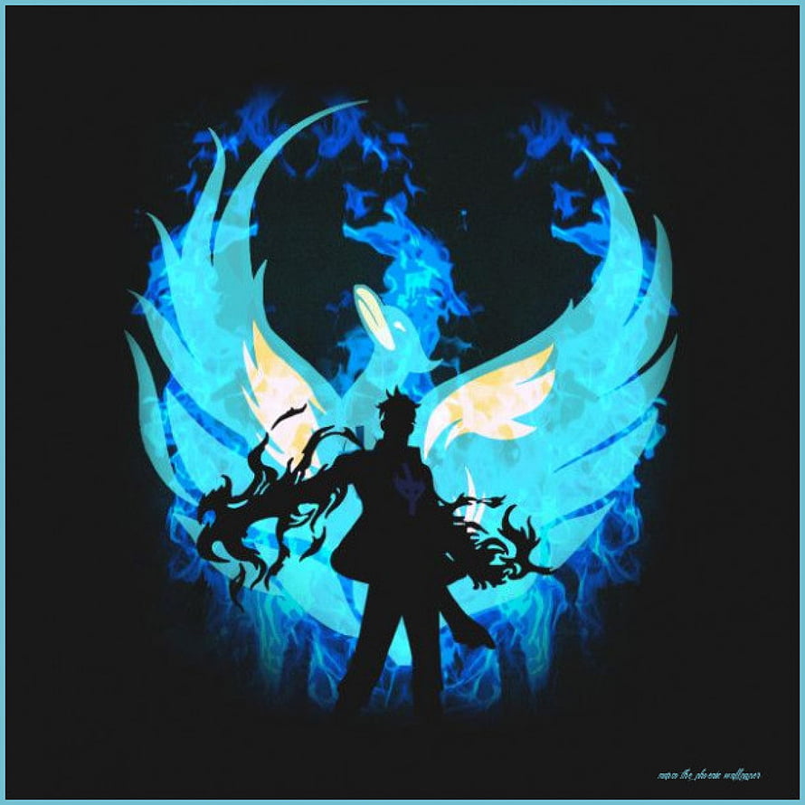 Marco the Phoenix Silhouette with Blue Flame Wings from One Piece HD phone wallpaper