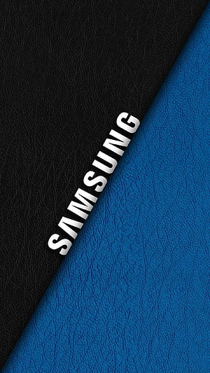 Samsung Logo on Black and Blue Textured Leather Background HD phone wallpaper