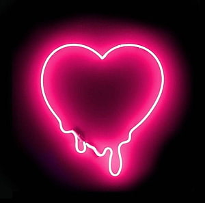 Glowing Pink Neon Heart with Dripping Effect on Black Background HD wallpaper