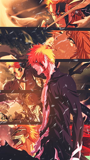 Ichigo Kurosaki Bleach Anime Character Artwork with Bankai and Hollow Form HD phone wallpaper