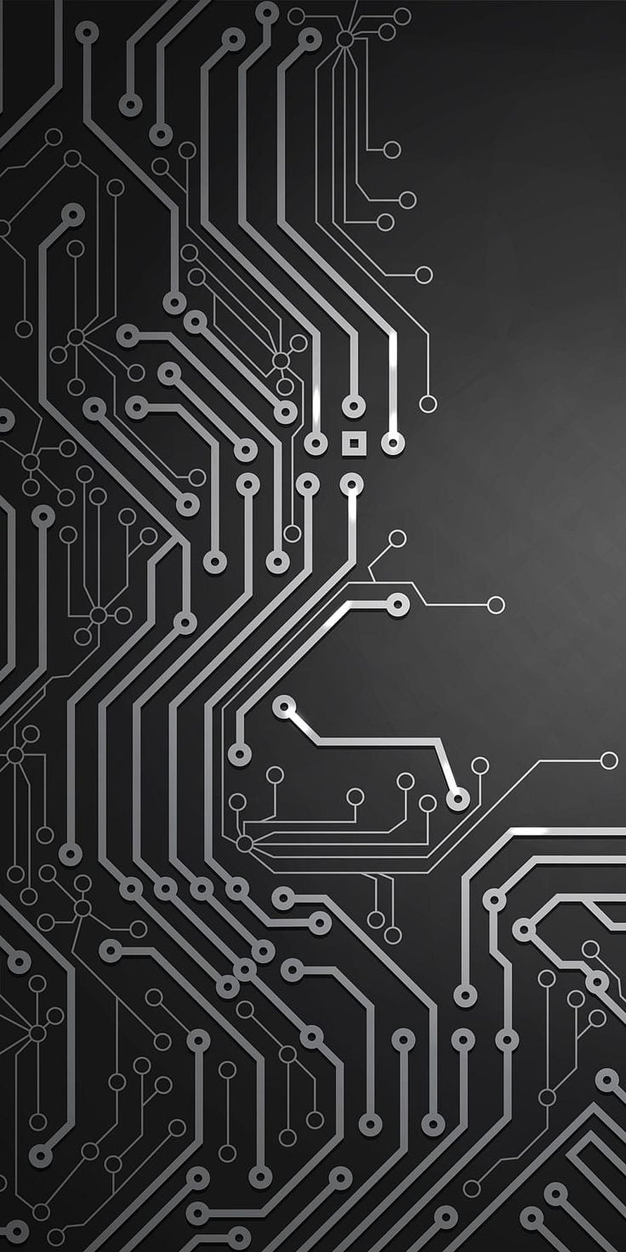 Abstract Circuit Board Pattern With Silver Traces On Dark Background HD phone wallpaper