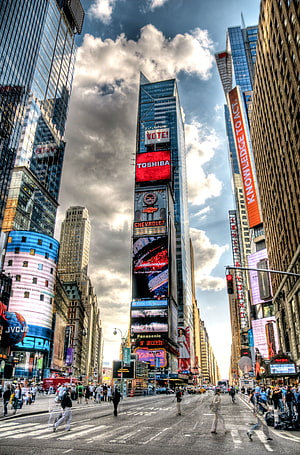 Times Square New York City Skyline with Skyscrapers and Digital Billboards HD phone wallpaper