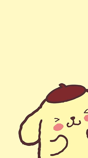Pompompurin Cute Kawaii Character Illustration on Soft Yellow Background HD phone wallpaper