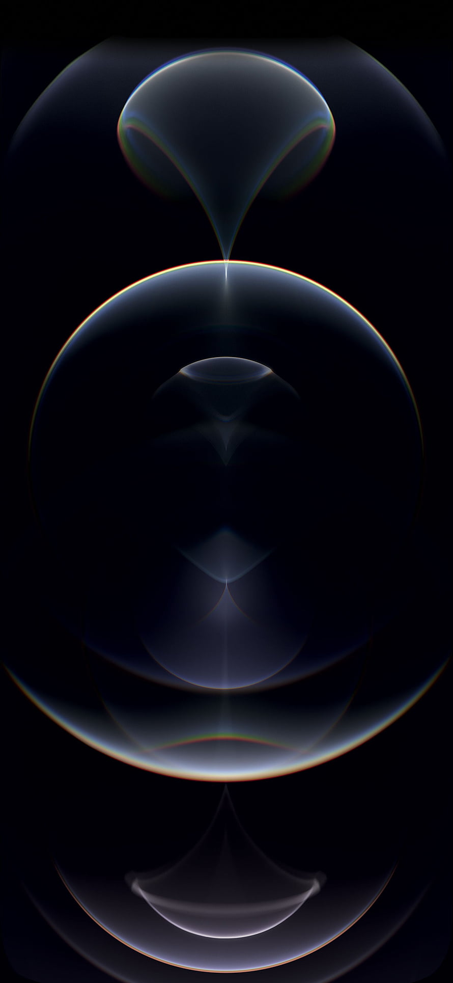 Abstract Dark Blue Liquid Spheres With Iridescent Rainbow Edges And Smooth Reflections HD phone wallpaper