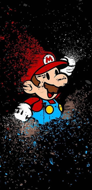 Mario Dissolving Into Particles Artwork HD phone wallpaper