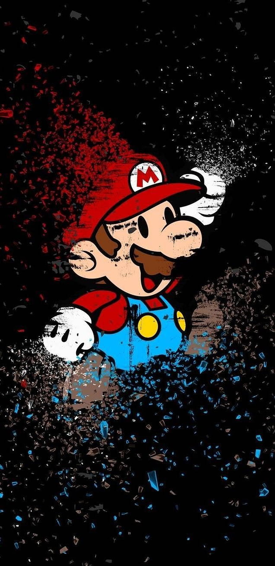 Mario Dissolving Into Particles Artwork HD phone wallpaper