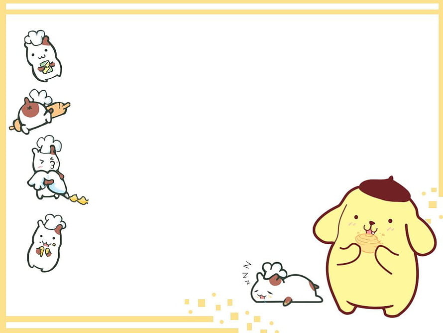 Pompompurin and Friends in Chef Outfits Kawaii Illustration HD wallpaper