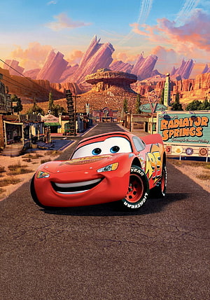 Lightning McQueen in Radiator Springs from the Disney Pixar Cars Movie HD phone wallpaper