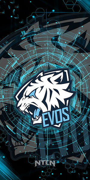 EVOS Esports Logo with Cyberpunk Digital Circuit Background and Glowing Blue Tech Elements HD phone wallpaper