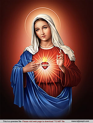 Immaculate Heart of Mary Religious Art with Glowing Sacred Heart and Halo HD phone wallpaper