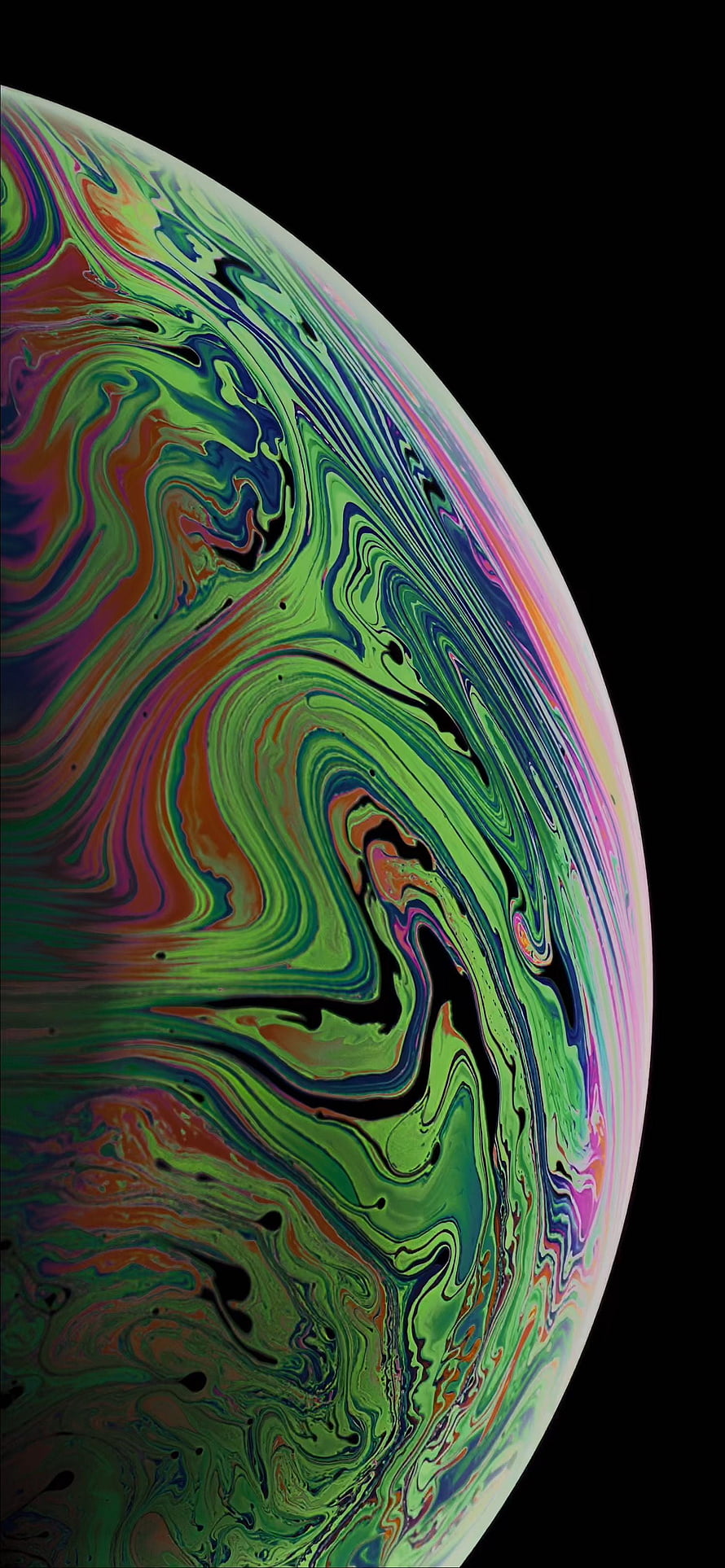 Vibrant Swirling Liquid Marble Sphere on Black Background HD phone wallpaper
