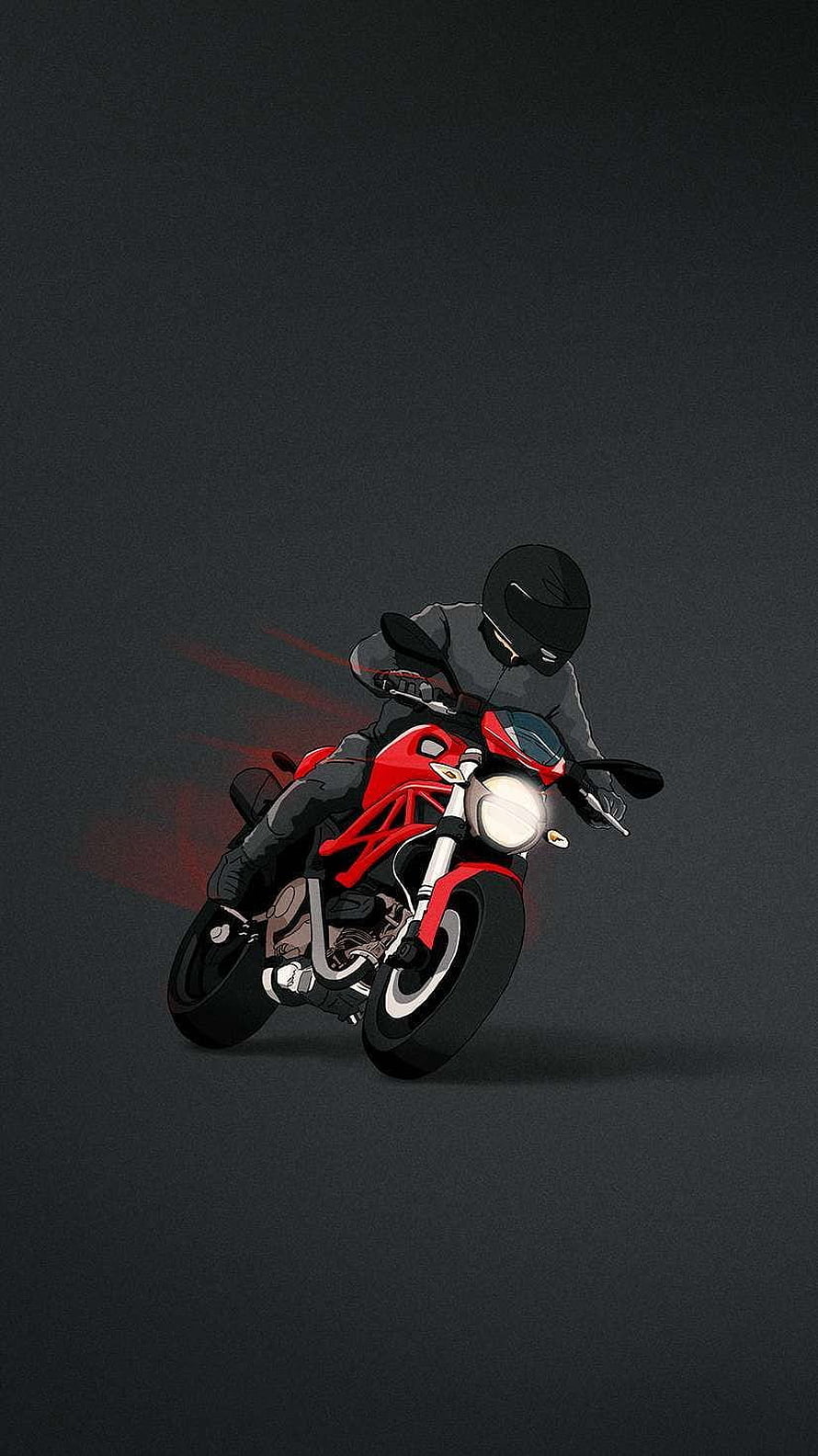 Ducati Monster Motorcycle Rider in Dark Illustration Style HD phone wallpaper