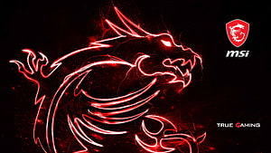 MSI True Gaming Red Neon Dragon Logo Wallpaper HD wallpaper
