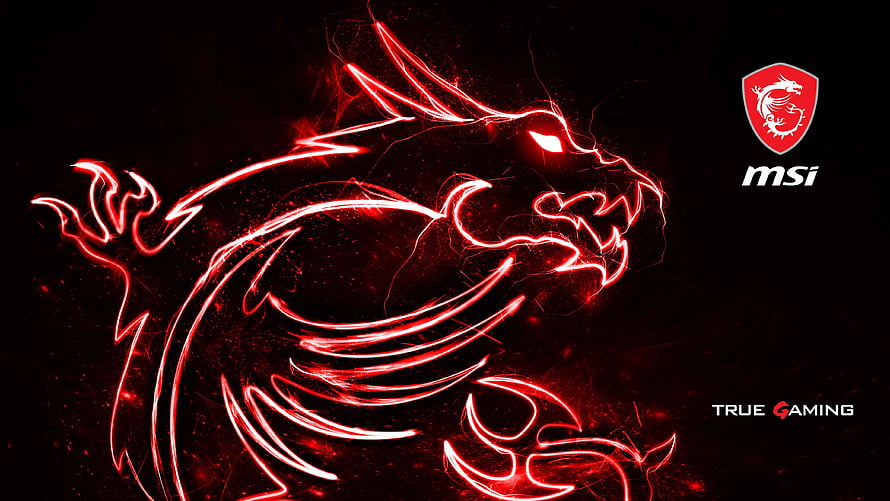 MSI True Gaming Red Neon Dragon Logo Wallpaper HD wallpaper