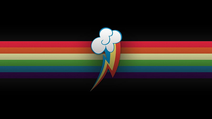 Rainbow Flag With Cloud And Lightning Bolt Icon On Black Background HD wallpaper