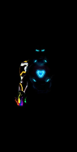 Iron Man glowing neon armor in dark silhouette with rainbow infinity gauntlet, Iron Man, Avengers: End Game. Iron man avengers, Iron man , Marvel, Iron Man Amoled HD phone wallpaper