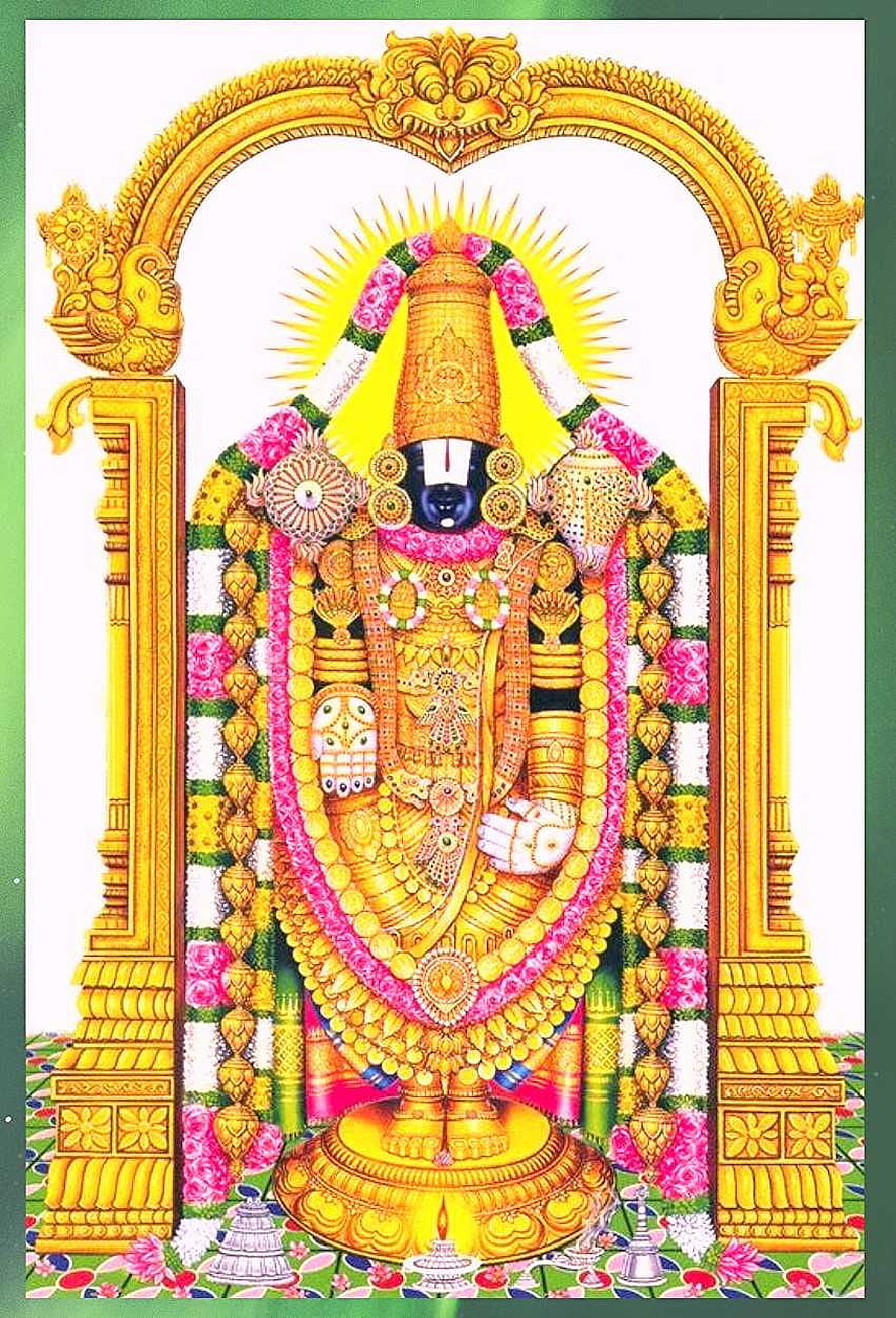 Lord Ayyappa Golden Temple Idol with Flower Garlands and Ornate Archway HD phone wallpaper
