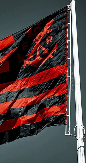 Flamengo Football Club Flag Waving Against a Dark Sky HD phone wallpaper
