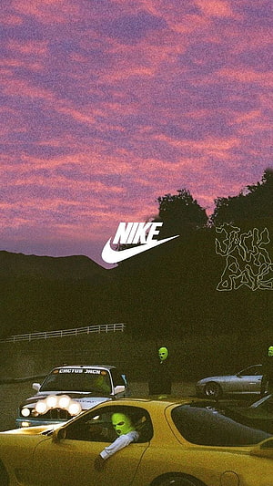 Nike x Jack Harlow Cactus Jack Collaboration Wallpaper with Neon Masks and Sunset HD phone wallpaper