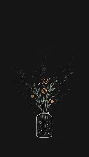 Cosmic Universe in a Glass Jar with Planets and Stars Illustration HD phone wallpaper
