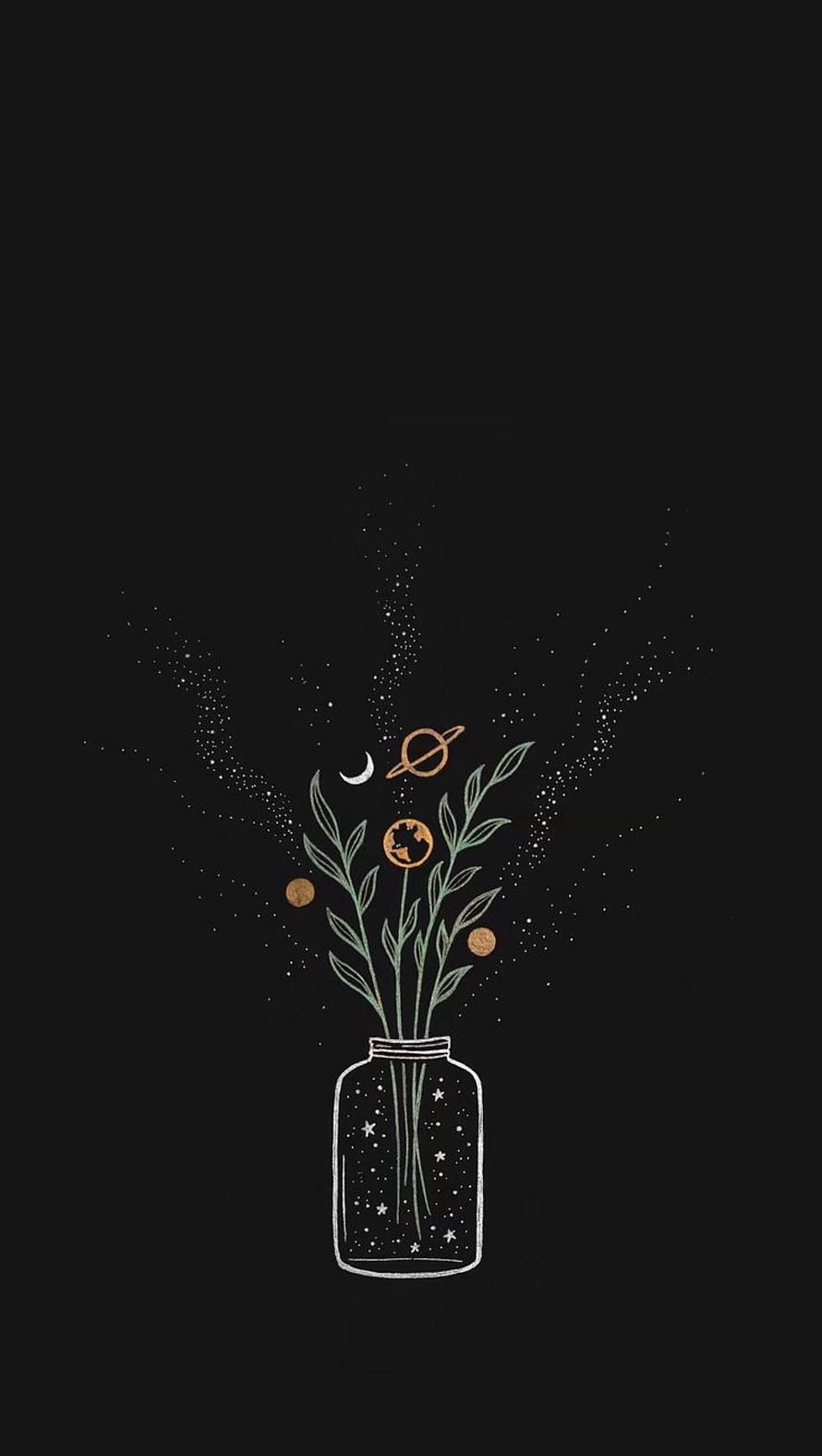 Cosmic Universe in a Glass Jar with Planets and Stars Illustration HD phone wallpaper