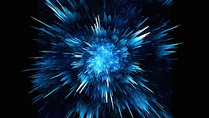 Abstract Blue Energy Burst With Radiating Light Streaks On Black Background HD wallpaper