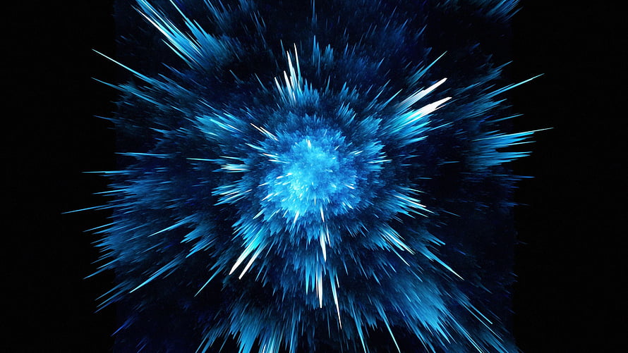 Abstract Blue Energy Burst With Radiating Light Streaks On Black Background HD wallpaper