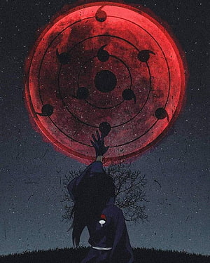 Madara Uchiha Reaching For The Infinite Tsukuyomi Moon In Naruto Shippuden Anime Wallpaper HD phone wallpaper