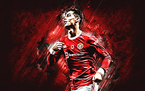 Cristiano Ronaldo Manchester United Red Jersey Dynamic Sports Wallpaper, Cristiano Ronaldo, manchester united, CR7, football HD wallpaper