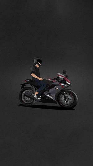 Yamaha R15 Sportbike Rider Illustration HD phone wallpaper