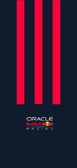 Oracle Red Bull Racing Minimalist Logo Design with Vertical Red Stripes on Dark Navy Background HD phone wallpaper