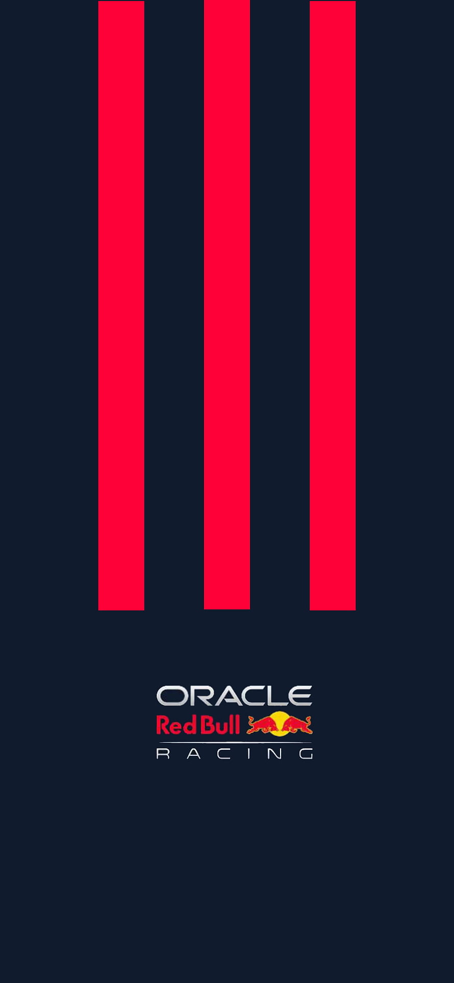 Oracle Red Bull Racing Minimalist Logo Design with Vertical Red Stripes on Dark Navy Background HD phone wallpaper