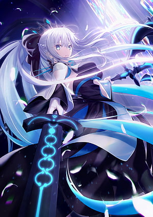 Morgan le Fay from Fate Series Wielding Glowing Blue Sword in Dark Fantasy Setting HD phone wallpaper