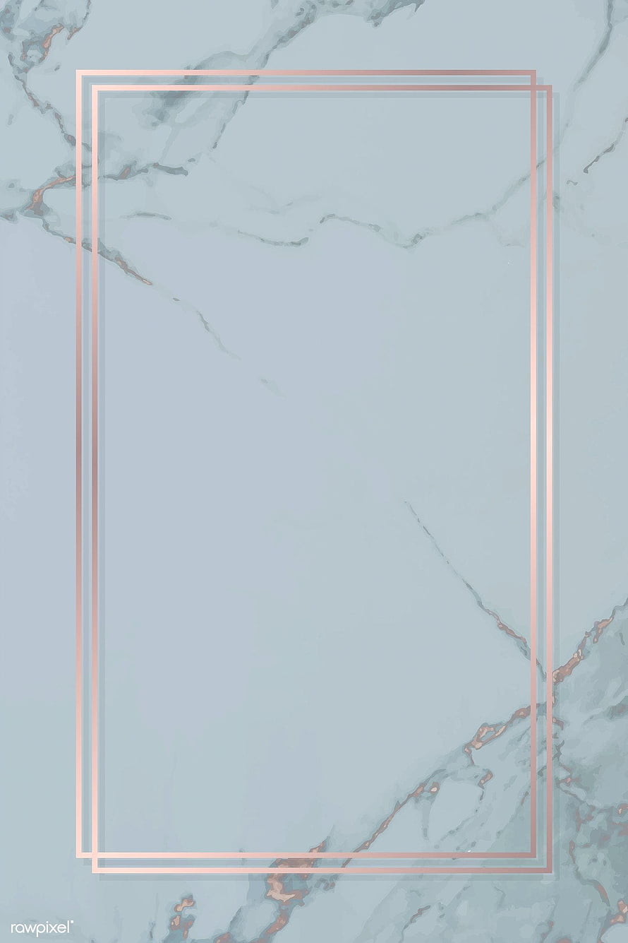 Elegant Rose Gold Rectangle Frame on Light Blue Marble Texture Background HD phone wallpaper