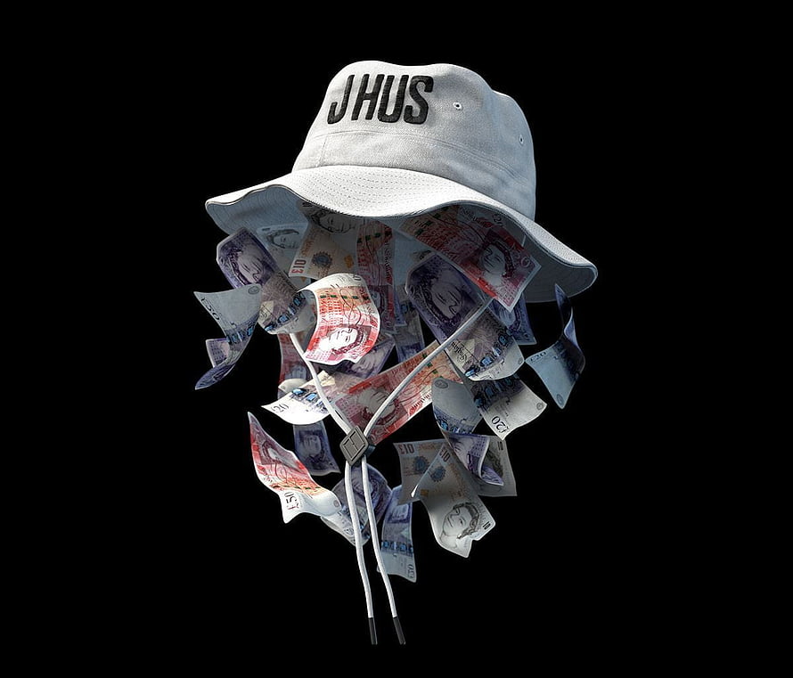 JHUS Bucket Hat with Euro Banknotes Cover Art for Drill Music Album HD wallpaper