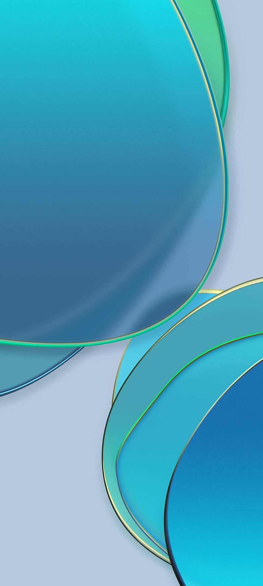 Abstract Blue and Green Gradient Curves with Gold Edges HD phone wallpaper