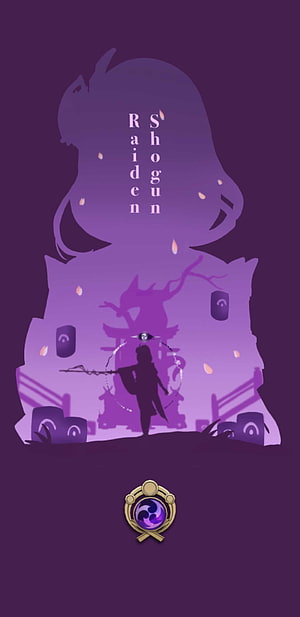 Raiden Shogun Genshin Impact Purple Silhouette Wallpaper HD phone wallpaper