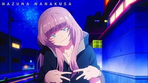Nazuna Nanakusa Anime Character in Neon City Night Scene HD wallpaper