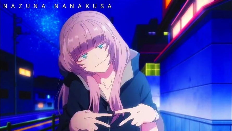 Nazuna Nanakusa Anime Character in Neon City Night Scene HD wallpaper