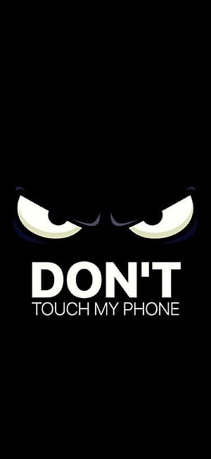 Menacing Glowing Eyes with Warning Text on Black Background HD phone wallpaper