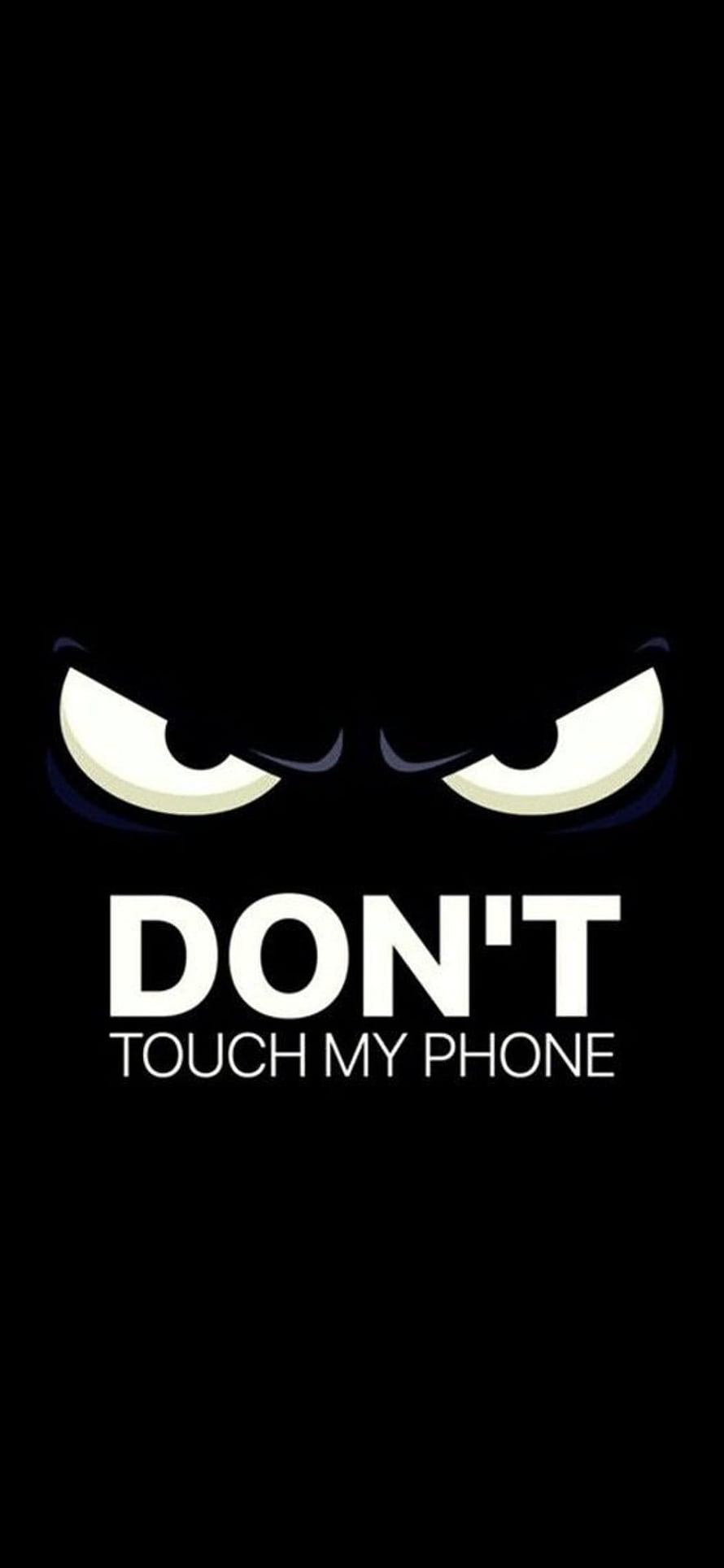 Menacing Glowing Eyes with Warning Text on Black Background HD phone wallpaper