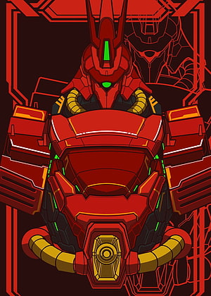 Sazabi Mobile Suit Front View Red Armor Anime Illustration HD phone wallpaper